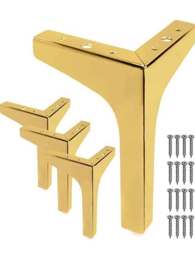 AAKASH DECOR Gold Finish Sofa Leg 4 Inches (Set of 4) - Metal Heavy Duty Furniture Leg for Home, Office Sofa Paya with Including Mounting Screw | Rustproof T- Shape Sofa Leg/Support Leg 10 cm - Image 1